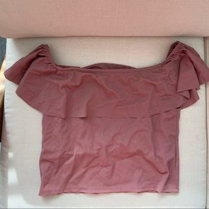 Kortni Jeane large ribbed dust rose swim top